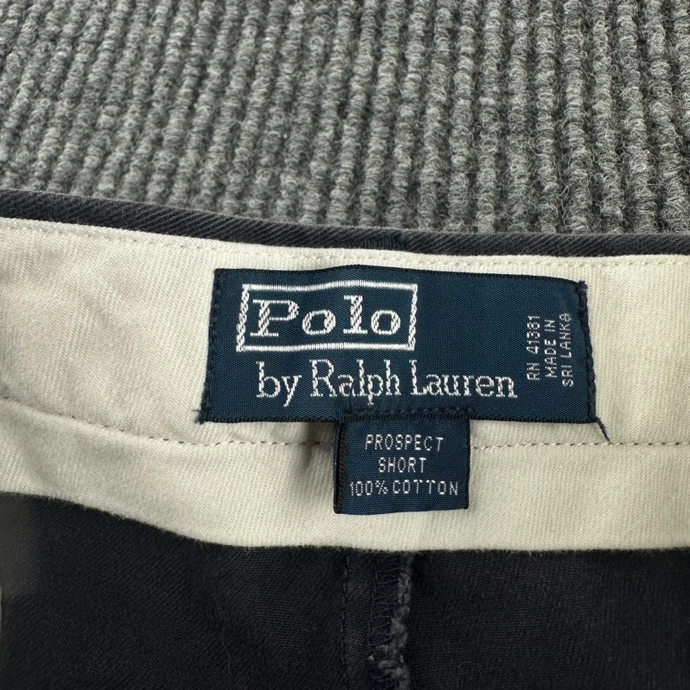 VTG Polo Ralph Lauren Mens Prospect Short Navy Blue Classic Chino Cotton Size 35